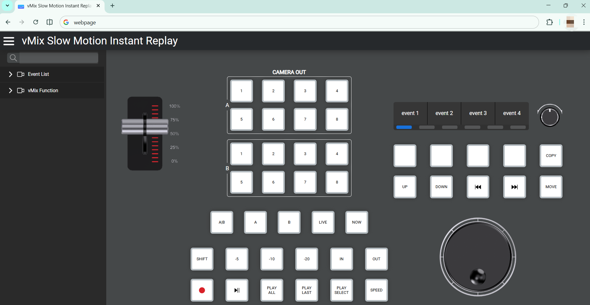 KD61B vMix web interface layout